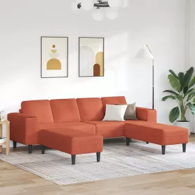   Szövet kanapé párnával Piros Narancs 208 cm Bársony anyag