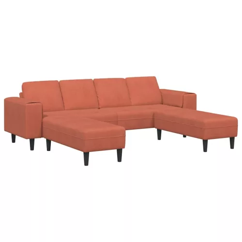 Szövet kanapé párnával Piros Narancs 208 cm Bársony anyag