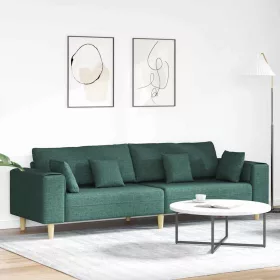 Szövet kanapé párnával Sötétzöld 208 cm szövet