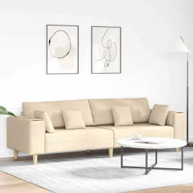 Szövet kanapé párnával Krém 208 cm szövet