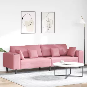 Bársony Kanapé párnával Rózsaszín 209 cm Bársony