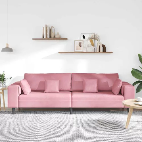 Bársony Kanapé párnával Rózsaszín 209 cm Bársony