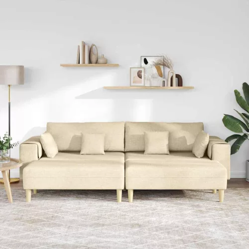 Szövet kanapé párnával Krém 208 cm szövet