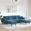 Bársony Kanapé párnával 3 pcs Kék 208 cm Bársony