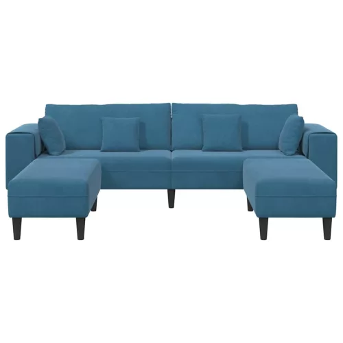 Bársony Kanapé párnával 3 pcs Kék 208 cm Bársony