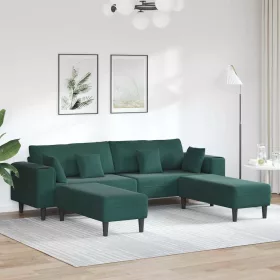   Bársony Kanapé párnával 3 pcs Sötétzöld 208 cm Bársony