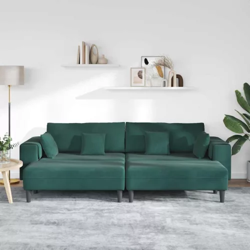 Bársony Kanapé párnával 3 pcs Sötétzöld 208 cm Bársony