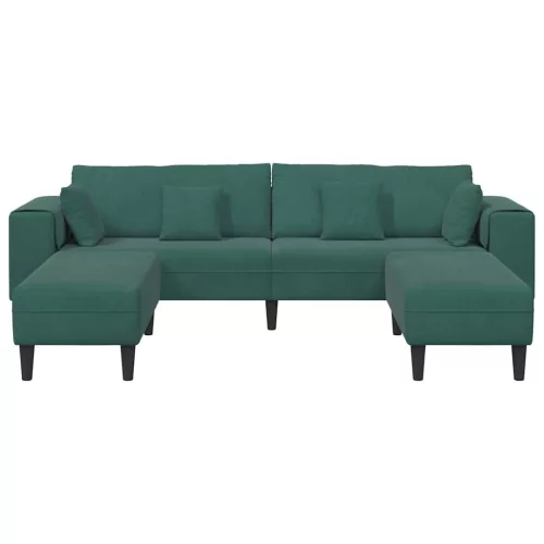 Bársony Kanapé párnával 3 pcs Sötétzöld 208 cm Bársony