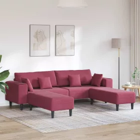 Bársony Kanapé párnával 3 pcs Bordó 208 cm Bársony