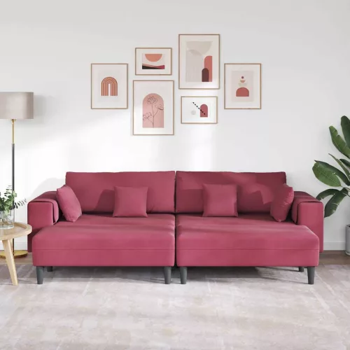Bársony Kanapé párnával 3 pcs Bordó 208 cm Bársony