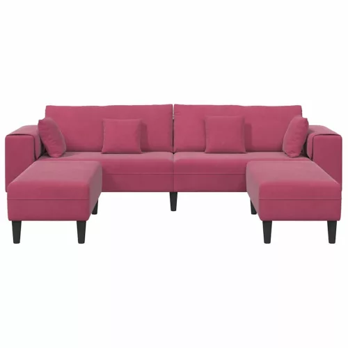 Bársony Kanapé párnával 3 pcs Bordó 208 cm Bársony