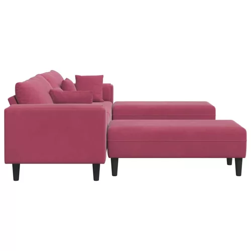 Bársony Kanapé párnával 3 pcs Bordó 208 cm Bársony