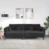 Bársony Kanapé párnával 3 pcs Fekete 208 cm Bársony