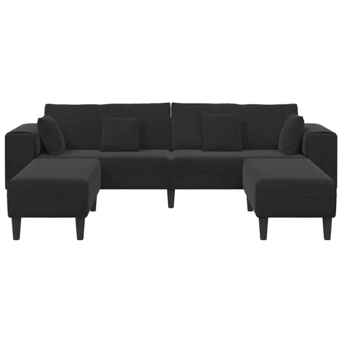 Bársony Kanapé párnával 3 pcs Fekete 208 cm Bársony