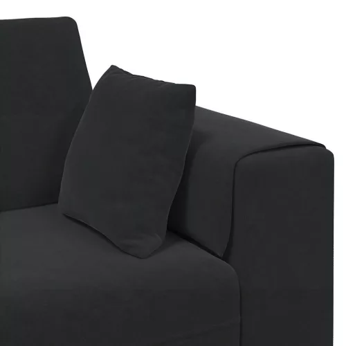 Bársony Kanapé párnával 3 pcs Fekete 208 cm Bársony