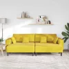 Bársony Kanapé párnával 3 pcs Sárga 208 cm Bársony