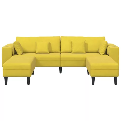 Bársony Kanapé párnával 3 pcs Sárga 208 cm Bársony