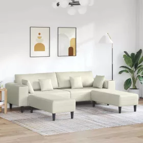Bársony Kanapé párnával 3 pcs Krém 208 cm Bársony