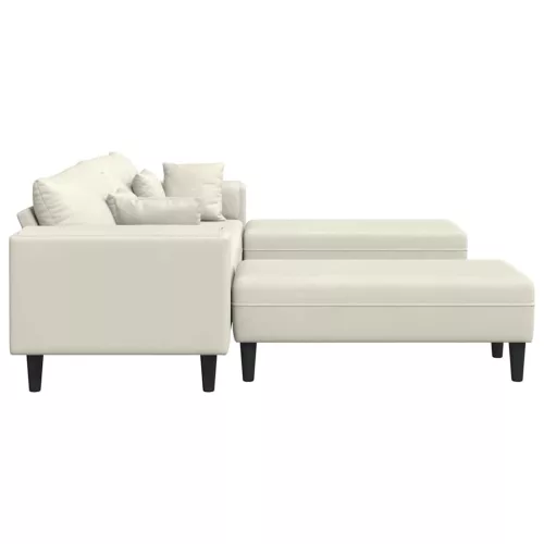 Bársony Kanapé párnával 3 pcs Krém 208 cm Bársony