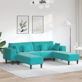 Bársony Kanapé párnával 3 pcs Türkiz 208 cm Bársony