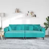 Bársony Kanapé párnával 3 pcs Türkiz 208 cm Bársony