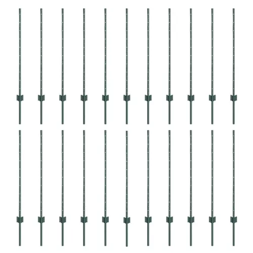 Kerítoszlopok 22 pcs Zöld 140 cm Acél