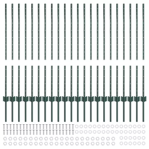 Kerítoszlopok 22 pcs Zöld 140 cm Acél