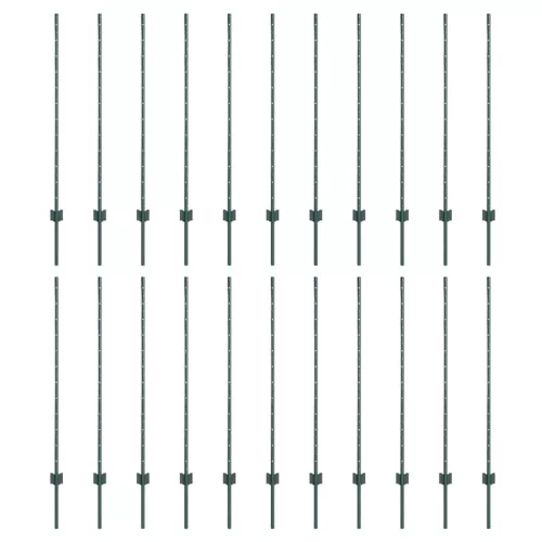 Kerítoszlopok 22 pcs Zöld 160 cm Acél