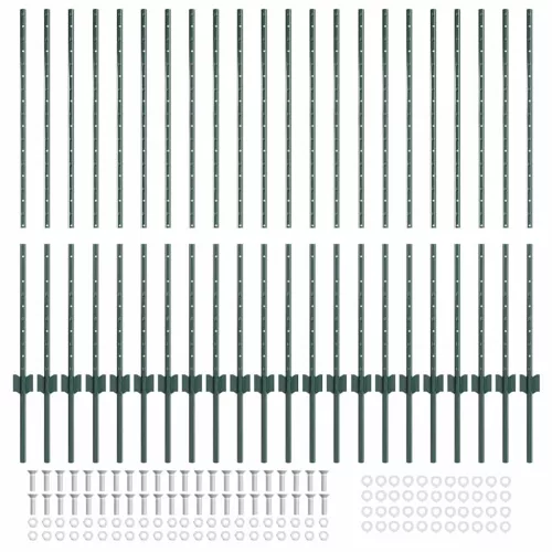 Kerítoszlopok 22 pcs Zöld 160 cm Acél
