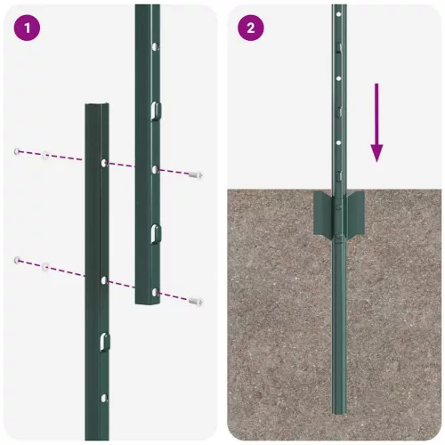 Kerítoszlopok 22 pcs Zöld 160 cm Acél