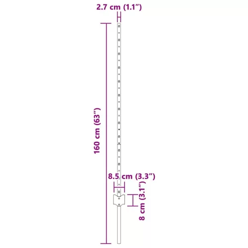 Kerítoszlopok 22 pcs Zöld 160 cm Acél