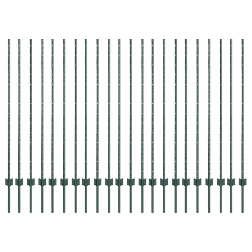 Kerítoszlopok 22 pcs Zöld 180 cm Acél