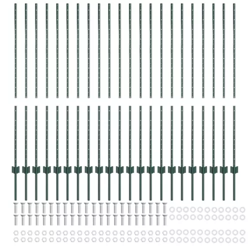 Kerítoszlopok 22 pcs Zöld 180 cm Acél