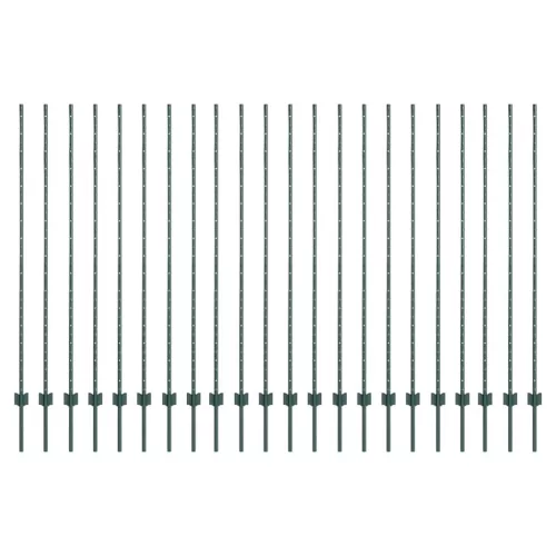 Kerítoszlopok 22 pcs Zöld 200 cm Acél