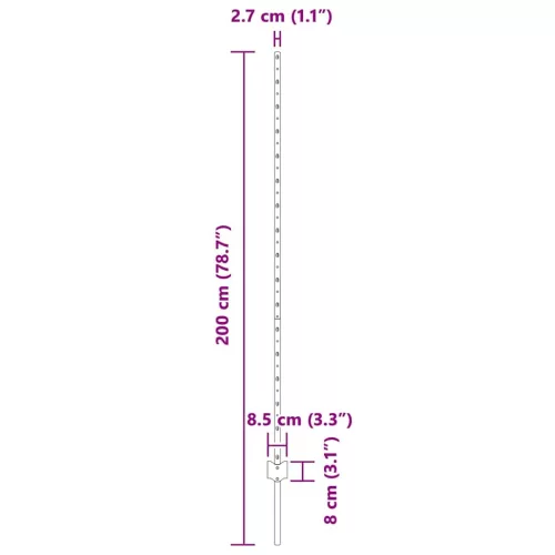 Kerítoszlopok 22 pcs Zöld 200 cm Acél