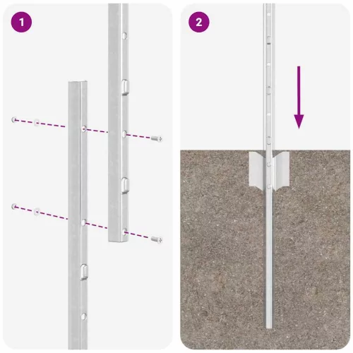 Kerítoszlopok 44 pcs Ezüst 140 cm Acél