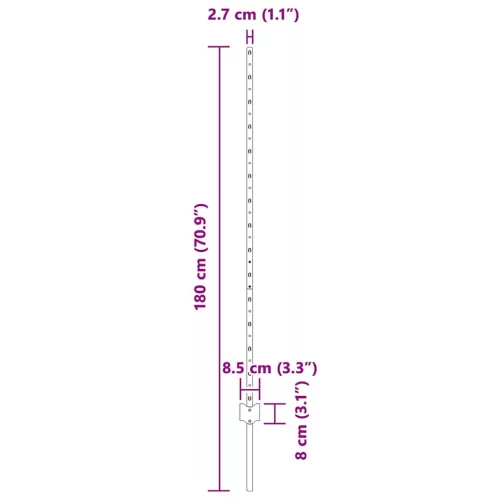 Kerítoszlopok 44 pcs Ezüst 180 cm Acél