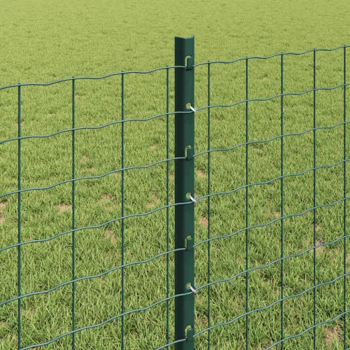 Kerítés oszlopokkal Zöld 0.8 x 10 m Acél