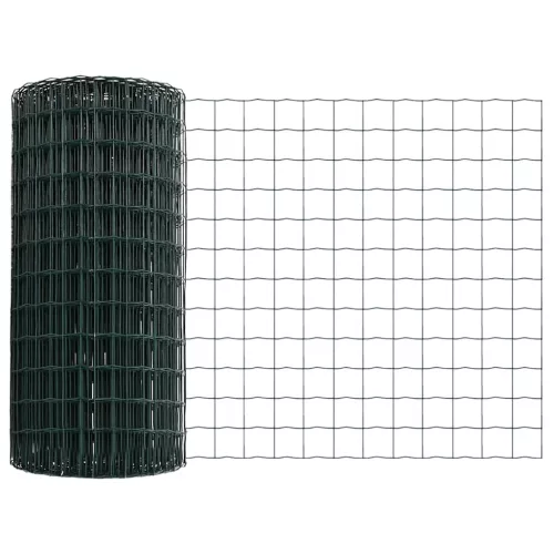 Kerítés oszlopokkal Zöld 0.8 x 10 m Acél