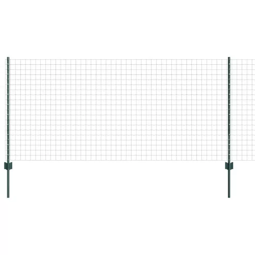 Kerítés oszlopokkal Zöld 1 x 10 m Acél