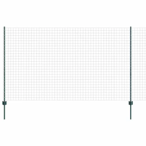 Kerítés oszlopokkal Zöld 1.4 x 10 m Acél