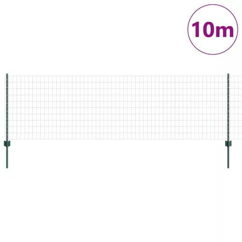 Kerítés oszlopokkal Zöld 0.8 x 10 m Acél