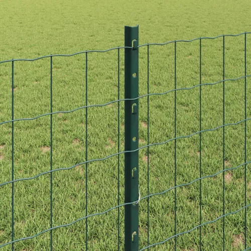 Kerítés oszlopokkal Zöld 0.8 x 10 m Acél