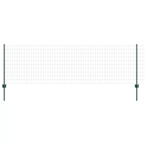 Kerítés oszlopokkal Zöld 0.8 x 10 m Acél