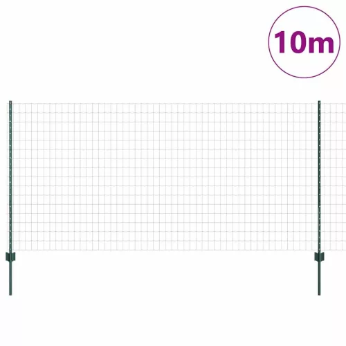 Kerítés oszlopokkal Zöld 1.2 x 10 m Acél