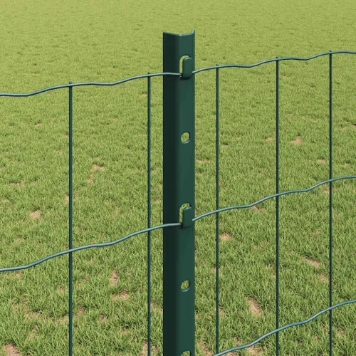 Kerítés oszlopokkal Zöld 1.2 x 10 m Acél