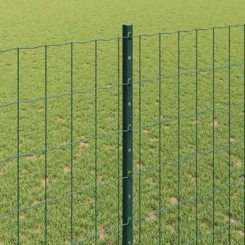 Kerítés oszlopokkal Zöld 1.4 x 10 m Acél