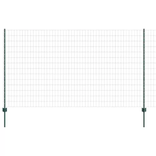 Kerítés oszlopokkal Zöld 1.4 x 10 m Acél