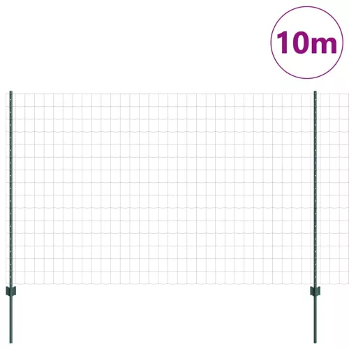 Kerítés oszlopokkal Zöld 1.5 x 10 m Acél