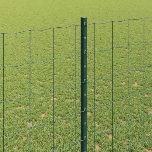 Kerítés oszlopokkal Zöld 1.5 x 10 m Acél